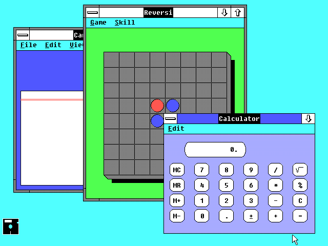 Windows 2.0 Desktop with Reversi and Calculator (1987)